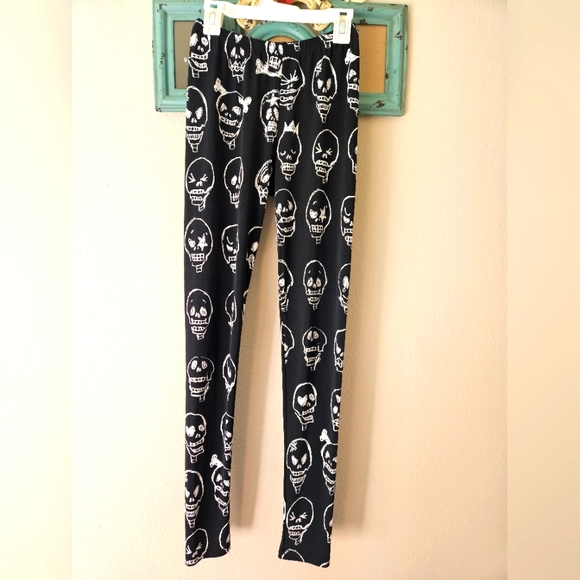 Halloween Style Women Skull Heads Pattern Print Yoga Trousers High Waist Legging - Picture 5 of 6